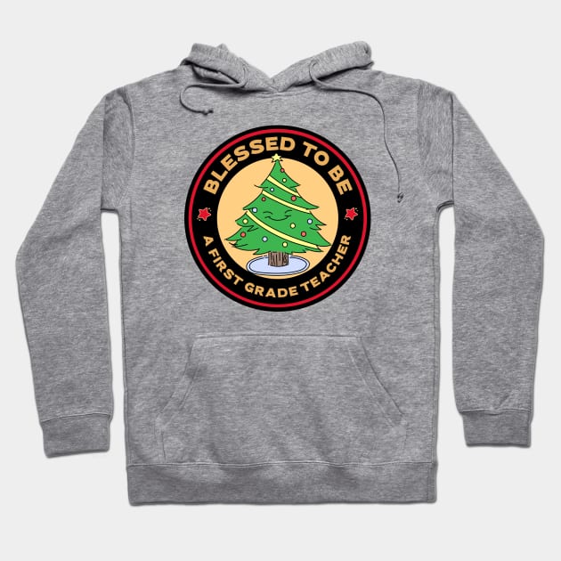 Blessed To Be A First Grade Teacher Christmas Hoodie by Mountain Morning Graphics